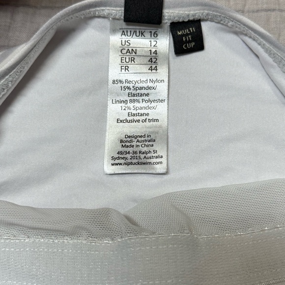 Nip Tuck Swim Gray & White Striped One-piece Swimsuit Size 12 - Picture 3 of 11